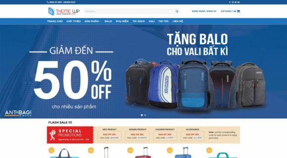 Thiết kế Website Bán Balo Túi Xách. Theme Wordpress Thời Trang Bán Balo Túi Xách 1