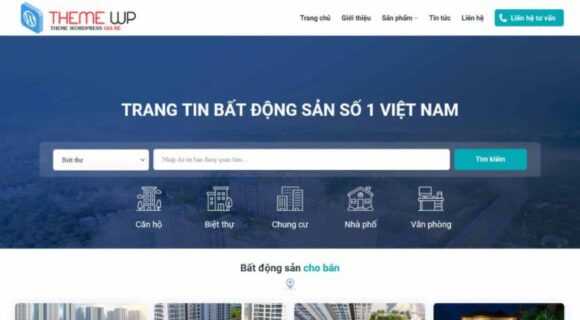 Thiết kế Website Bất Động Sản. Theme Wordpress Bất Động Sản 12 Danh Mục