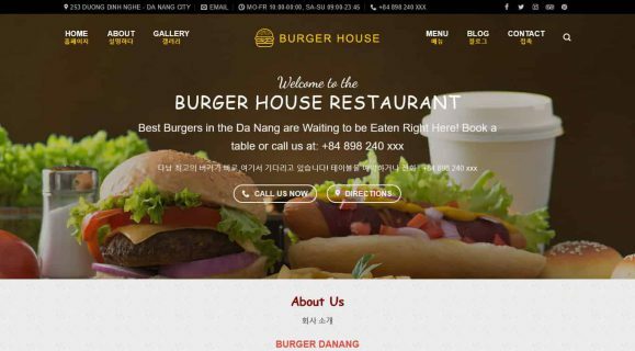 Thiết kế Website Bán Burger. Theme Wordpress Nhà Hàng Bán Burger