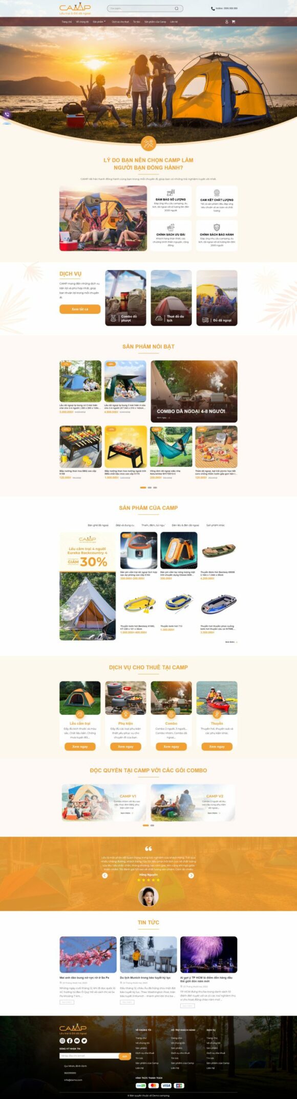 Thiết kế Website Bán Lều Bạt. Theme Wordpress Cắm Trại Bán Lều Bạt 1