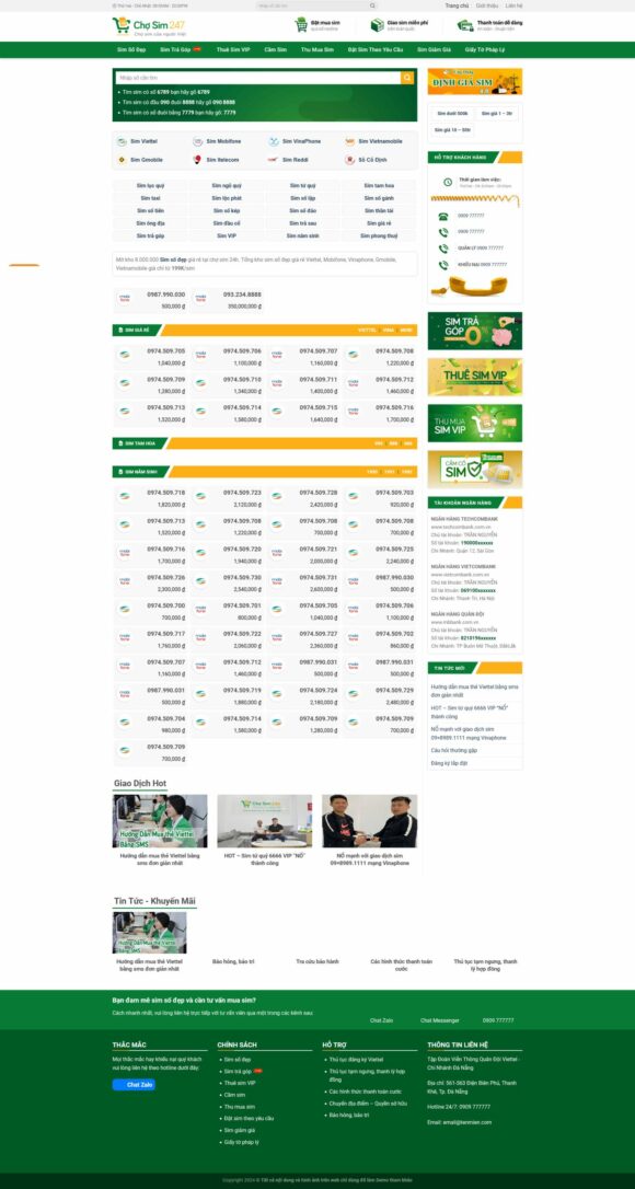 Thiết kế Website Bán Sim Số Đẹp. Theme Wordpress Premium Bán Sim Số Đẹp