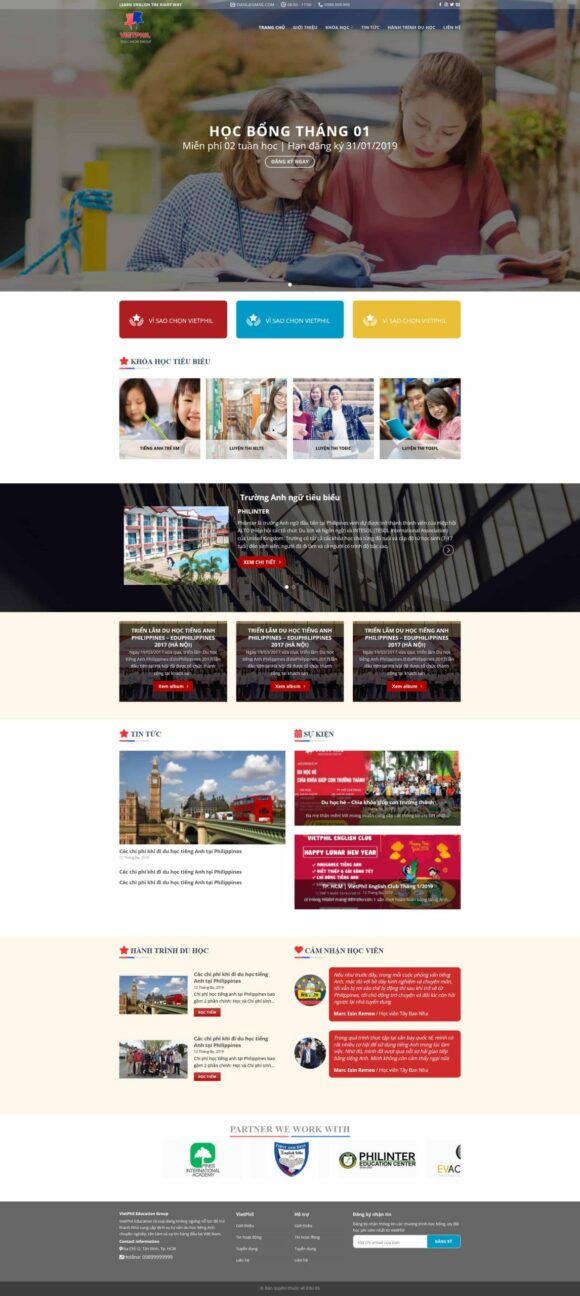 Thiết kế Website - Theme Wordpress Du Học 6 Danh Mục.