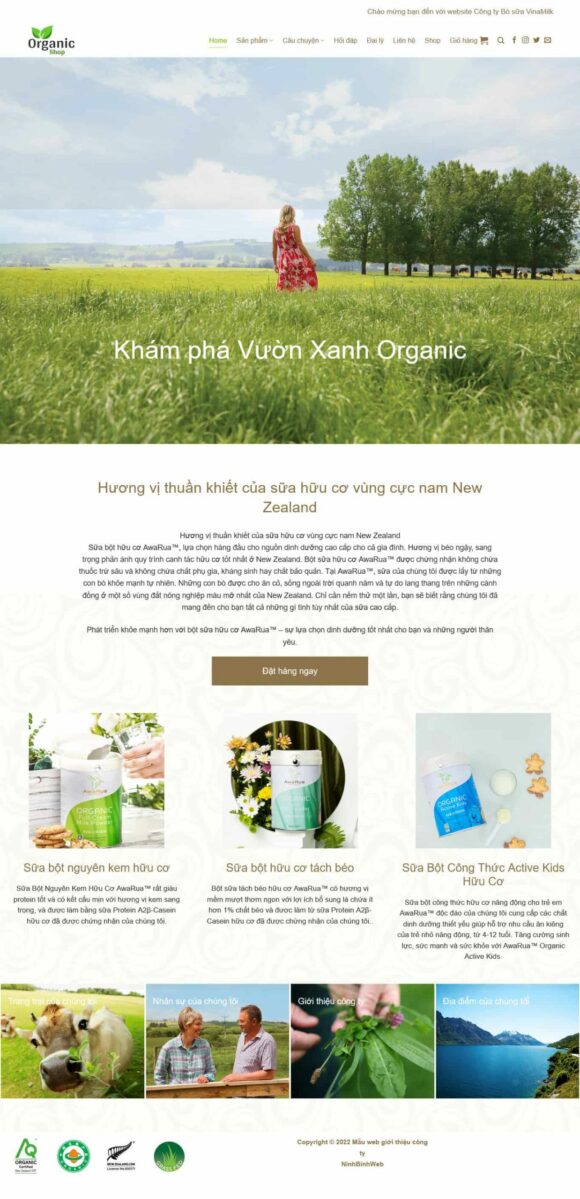 Thiết kế Website Bán Hàng. Theme Wordpress Doanh Nghiệp Bán Hàng Sữa Hữu Cơ