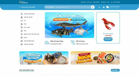 Desain Website untuk Menjual Seafood. Tema WordPress untuk Restoran Menjual Seafood 01