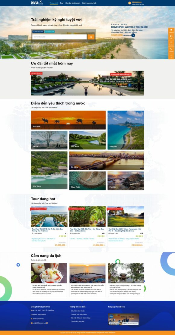 Thiết kế Website - Theme Wordpress Du Lịch Tour Ivivu Premium