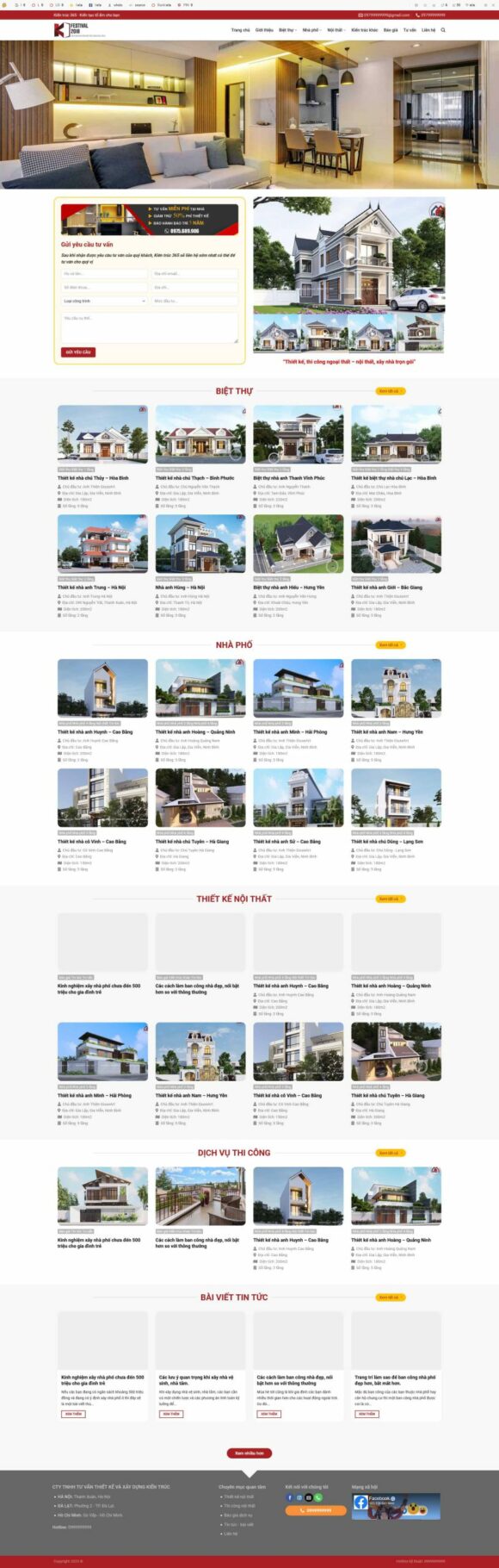 Thiết kế Website - Theme Wordpress Xây Dựng Kiến Trúc 365