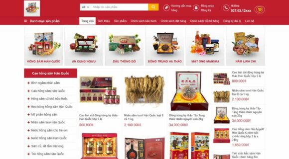 Thiết kế Website Bán Nhân Sâm. Theme Wordpress Thực Phẩm Chức Năng Bán Nhân Sâm