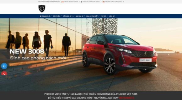 Thiết kế Website Bán Ô Tô. Theme WordPress Bán Ô Tô Theme Peugeot