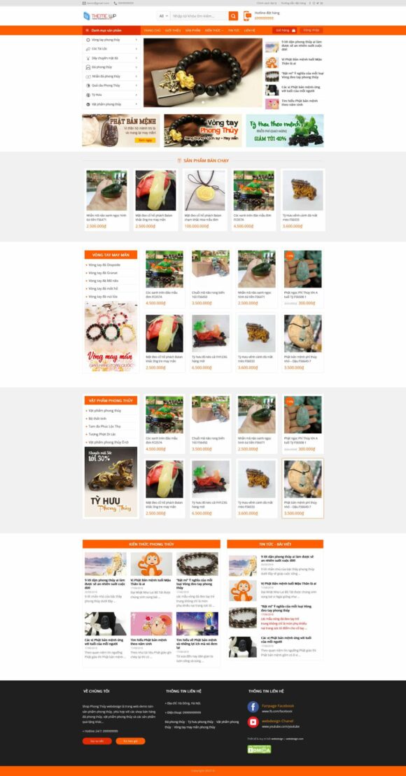 Thiết kế Website Bán Phong Thủy. Theme Wordpress Phong Thủy Bán Hàng.