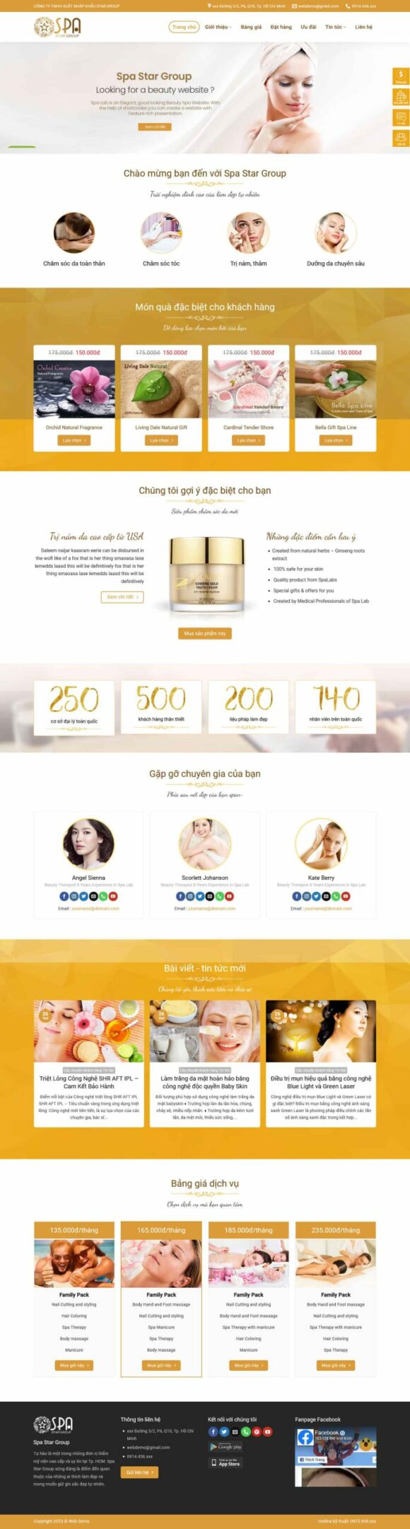 Thiết kế Website - Theme Wordpress Spa 11 danh mục Dịch Vụ Doanh Nghiệp Mỹ Phẩm Thẩm Mỹ Spa