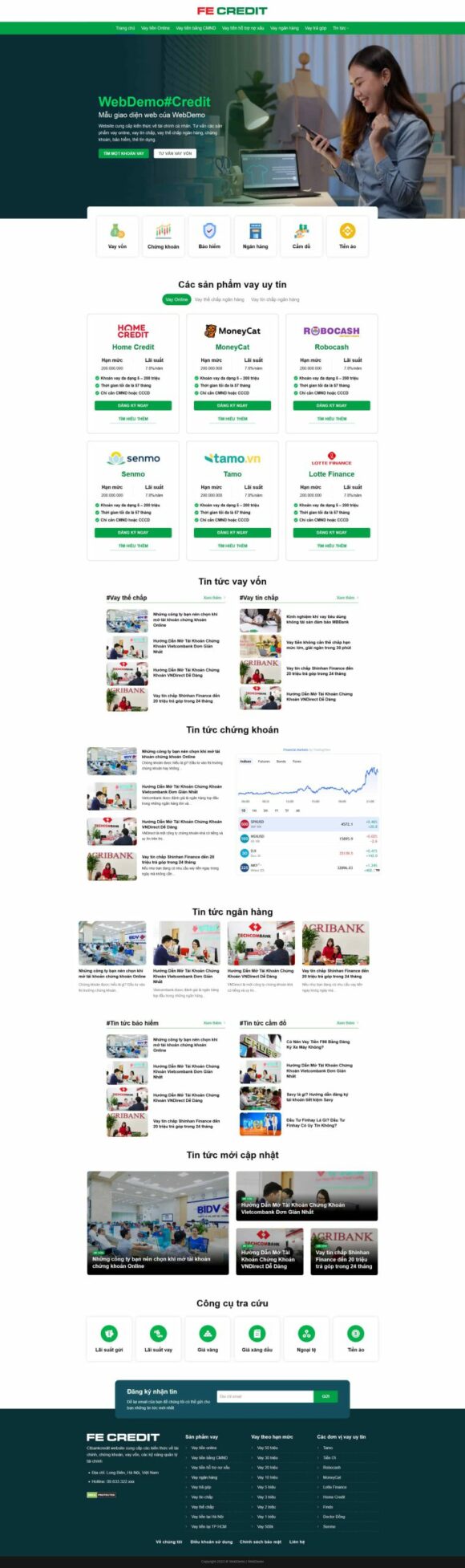 Thiết kế Website - Theme Wordpress Dịch Vụ Tài Chính vay vốn - FE Credit