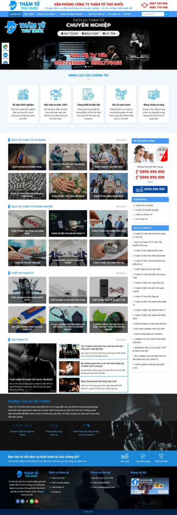 Thiết kế Website - Theme Wordpress Dịch Vụ Thám Tử 4