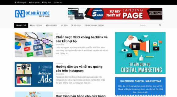 Thiết kế Website, Theme Wordpress Tin Tức Về Digital Marketing Online