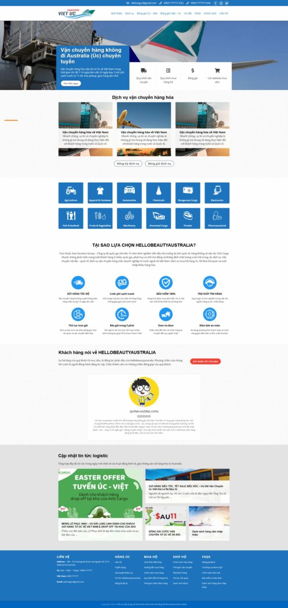 Thiết kế Website - Theme Wordpress Dịch Vụ Vận Chuyển Úc 2