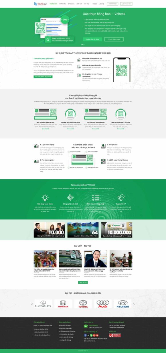 Thiết kế Website - Theme Wordpress Dịch Vụ Vcheck Doanh Nghiệp