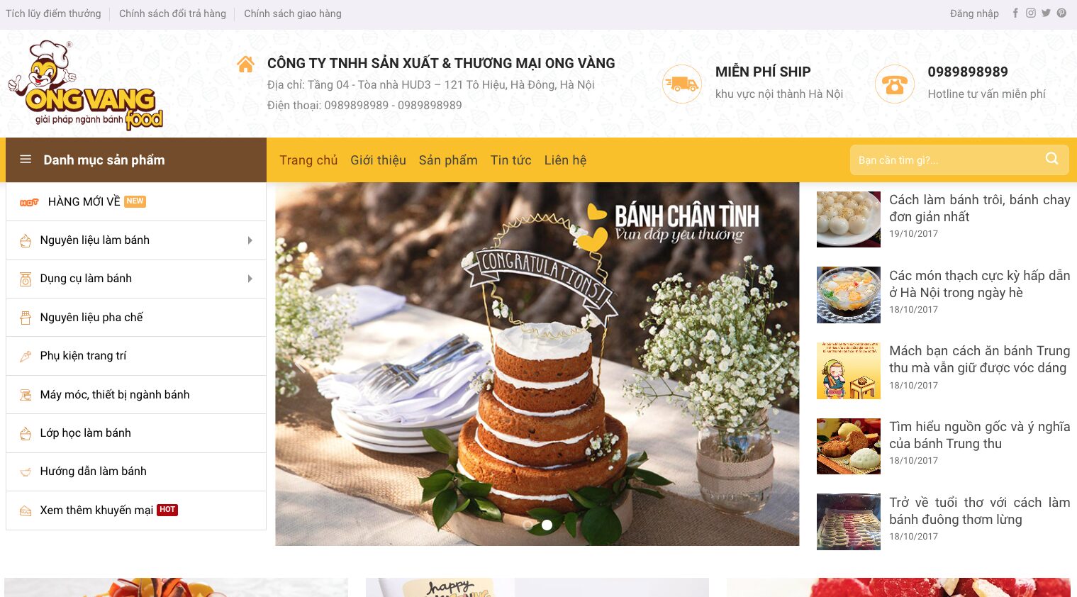 Theme WordPress Thực Phẩm Bán Nguyên Liệu Làm Bánh đẹp