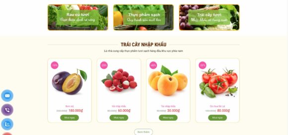 Danh mục của theme Web Bán Trái Cây 1 