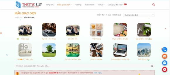 Kho mẫu theme của website bán theme