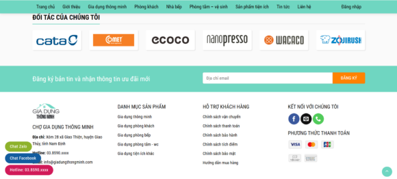 Website bán đồ gia dụng tích hợp mục liên hệ