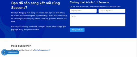 Biểu mẫu liên hệ của thiết kế website marketing Seosona