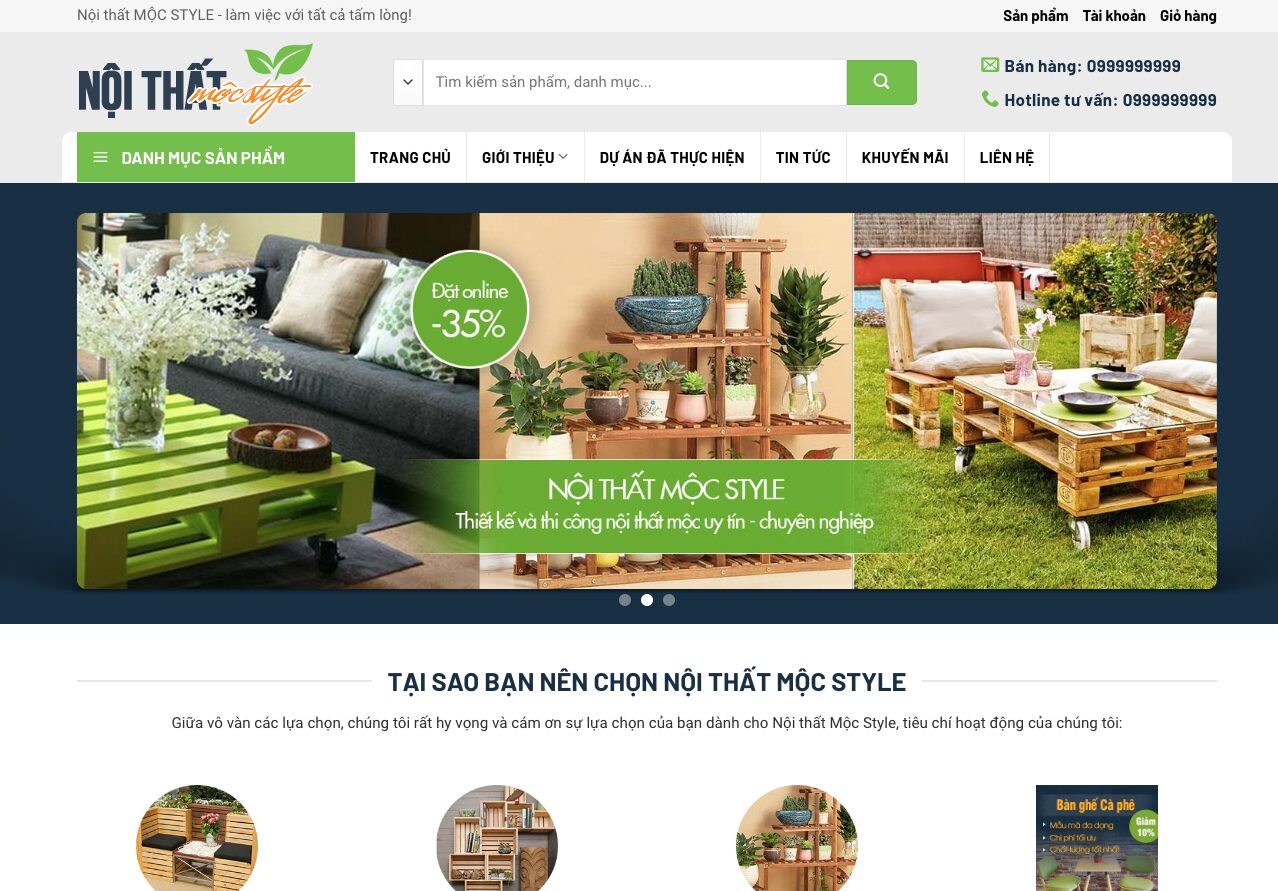 Theme WordPress Nội Thất Bàn Ghế Hot mang màu sắc thiên nhiên