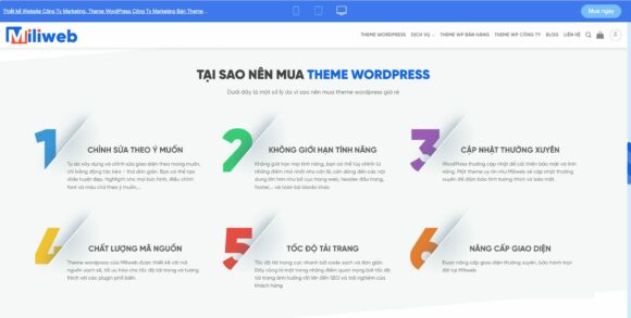 Theme WordPress Công Ty Bán Theme Miliweb tích hợp nhiều tính năng