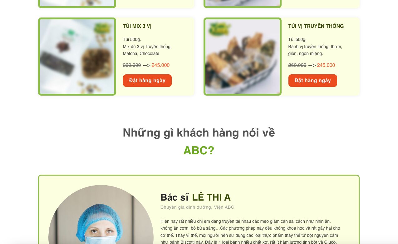 Theme WordPress Landing Page Thực Phẩm Giảm Cân