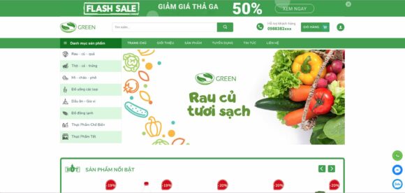 Theme WordPress Tạp Hóa Bách Hóa Xanh 5 có giao diện bắt mắt, bố cục hợp lý