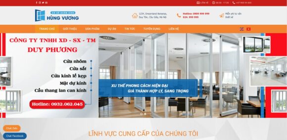 Giao diện thiết kế website bán Cơ Khí Doanh Nghiệp Xây Dựng Nhôm Kính 3