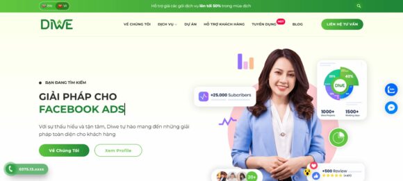 Trang chủ Thiết kế Website Marketing Agency 3 - Công ty Diwea