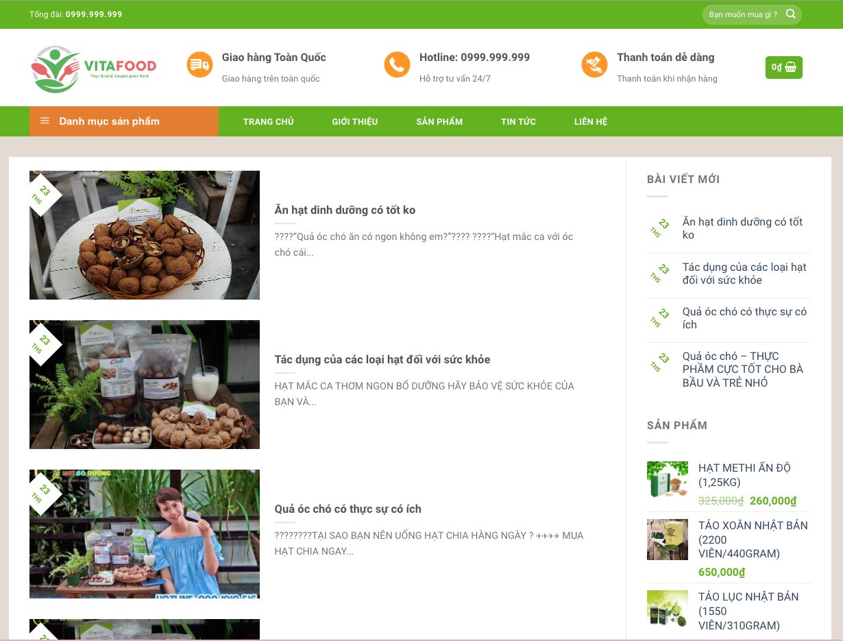 Tin tức, blog nổi bật trong thiết kế website Thực Phẩm