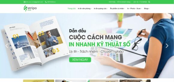 Trang chủ của thiết kế website in ấn