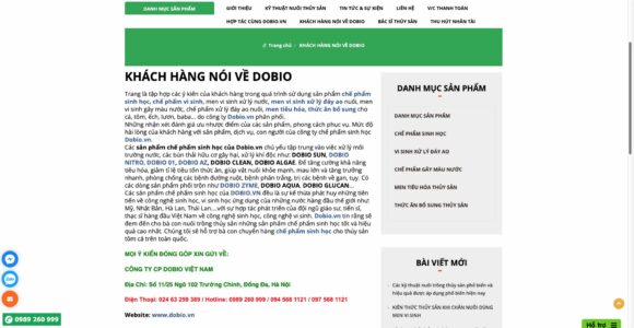 Đánh giá của khách hàng trong thiết kế website công ty Dobio 