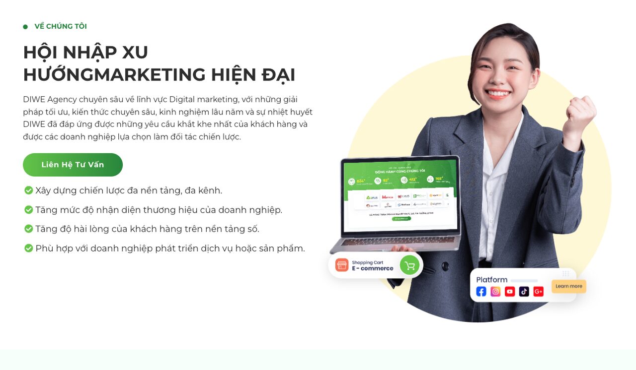 Giao diện giới thiệu website marketing agency