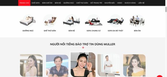 Danh mục sản phẩm trong thiết kế website nội thất