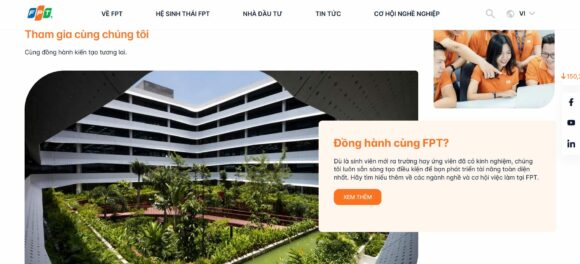 Trang chủ thiết kế website công ty FPT