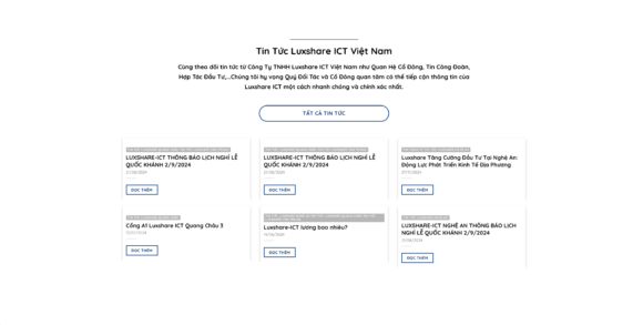 Bài viết tin tức tích hợp trong thiết kế website công ty Luxshare Ict