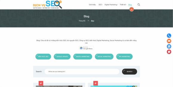 Bài viết blogs tích hợp trong thiết kế website công ty SEO Hot