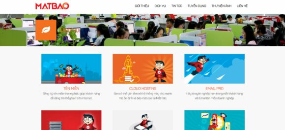 Danh mục dịch vụ của thiết kế website công ty Mắt Bão