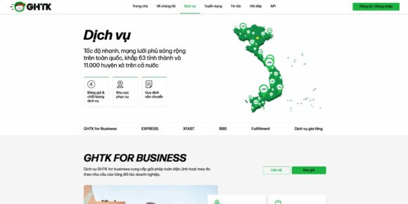 Danh mục dịch vụ trong thiết kế Website Giao Hàng Tiết Kiệm