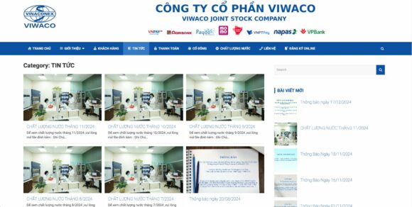 Thiết kế website công ty viwaco cũng tích hợp mục tin tức