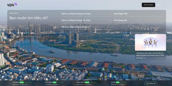 Giao diện thiết kế website công ty chứng khoán VPS