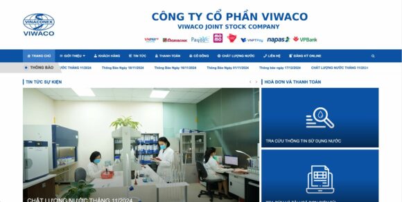 Trang chủ của thiết kế website công ty viwaco