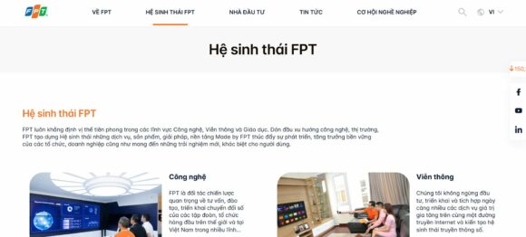 Hệ sinh thái tích hợp trong thiết kế website công ty FPT