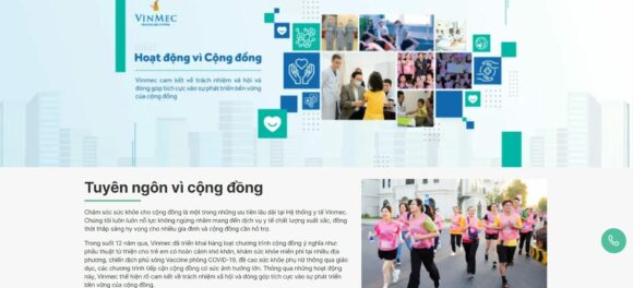 Hoạt động công ty trong thiết kế website công ty Vinmec