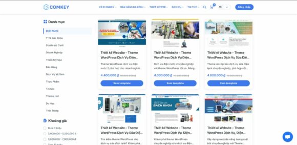 Kho Giao Diện thiết kế Website điện nước