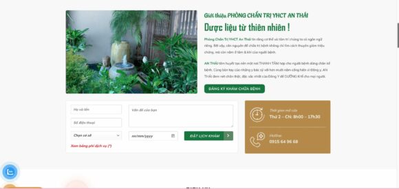 Lịch hẹn trực tuyến trong mẫu thiết kế website y tế 