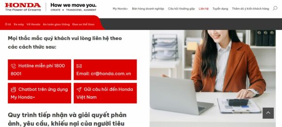 Mục tin tức trong thiết kế website công ty Honda