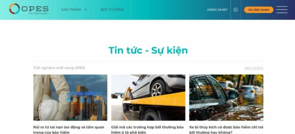 Tin tức sự kiện trong thiết kế website công ty bảo hiểm Opes