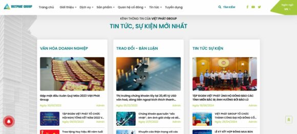 Mục tin tức trong thiết kế website công ty Việt Phát